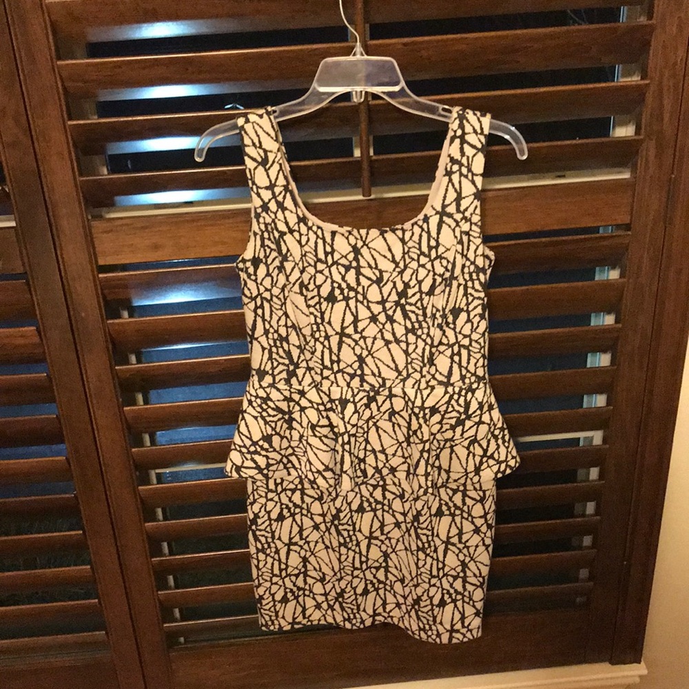 Bar III Peplum cream and black dress